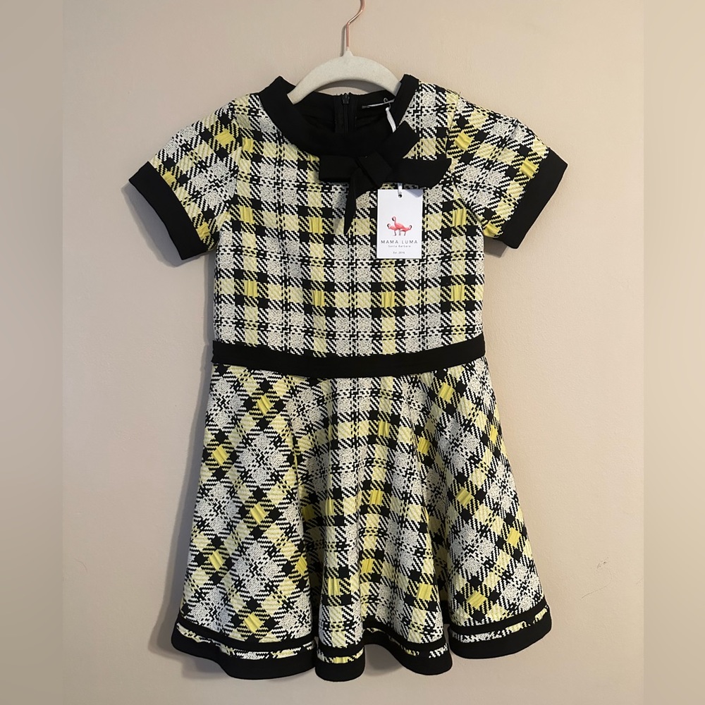MAMA LUMA GIRLS HOUNDSTOOTH DRESS 7-8